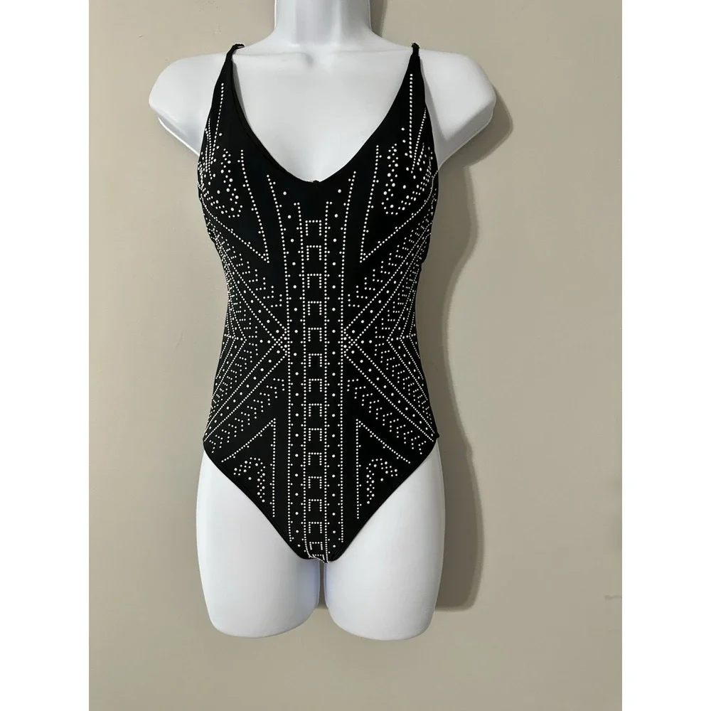 BEACH RIOT BRIDGET EMBELLISHED ONE PIECE SWIMSUIT - BLACK NWOT Size S - Picture 4 of 9